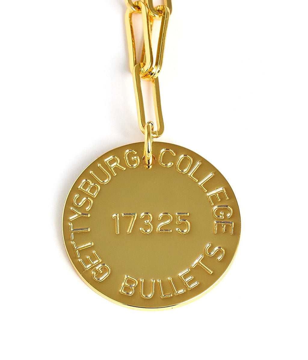 College Tag Charm Necklace - 18k Gold Plated Paper Clip Chain