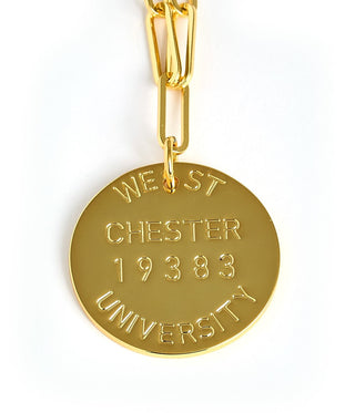 College Tag Charm Necklace - 18k Gold Plated Paper Clip Chain