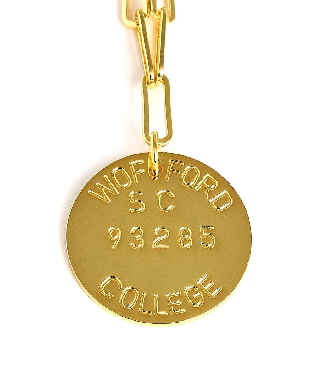 College Tag Charm Necklace - 18k Gold Plated Paper Clip Chain