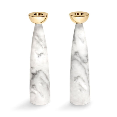 Coluna Candle Holders, Marble & Gold, Set of 2 - Anara Lifestyle