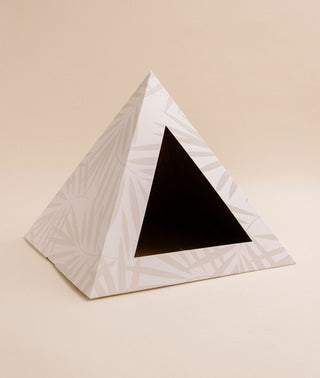 Neutral Palm Cardboard Cat Pyramid | Eco-Friendly Kitty Hideaway