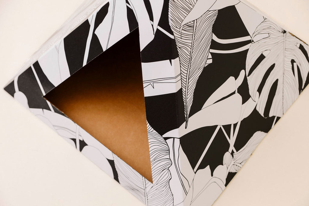 Dark Paradise Cardboard Cat Pyramid | Modern Eco-Friendly Cat Hideaway