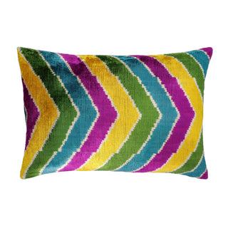 Copacabana Silk Velvet Ikat Throw Pillow Cover 16 X 24