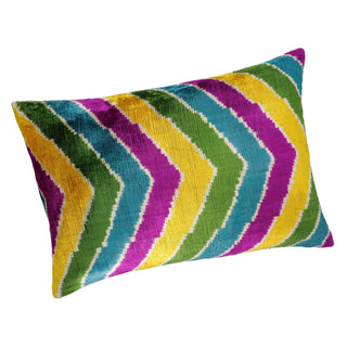 Copacabana Silk Velvet Ikat Throw Pillow Cover 16 X 24