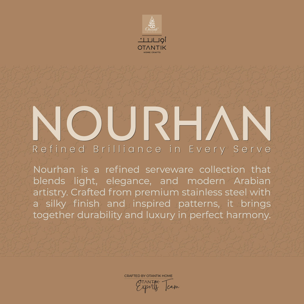 Nourhan - Jug with 6 Short glass cups - Silver
