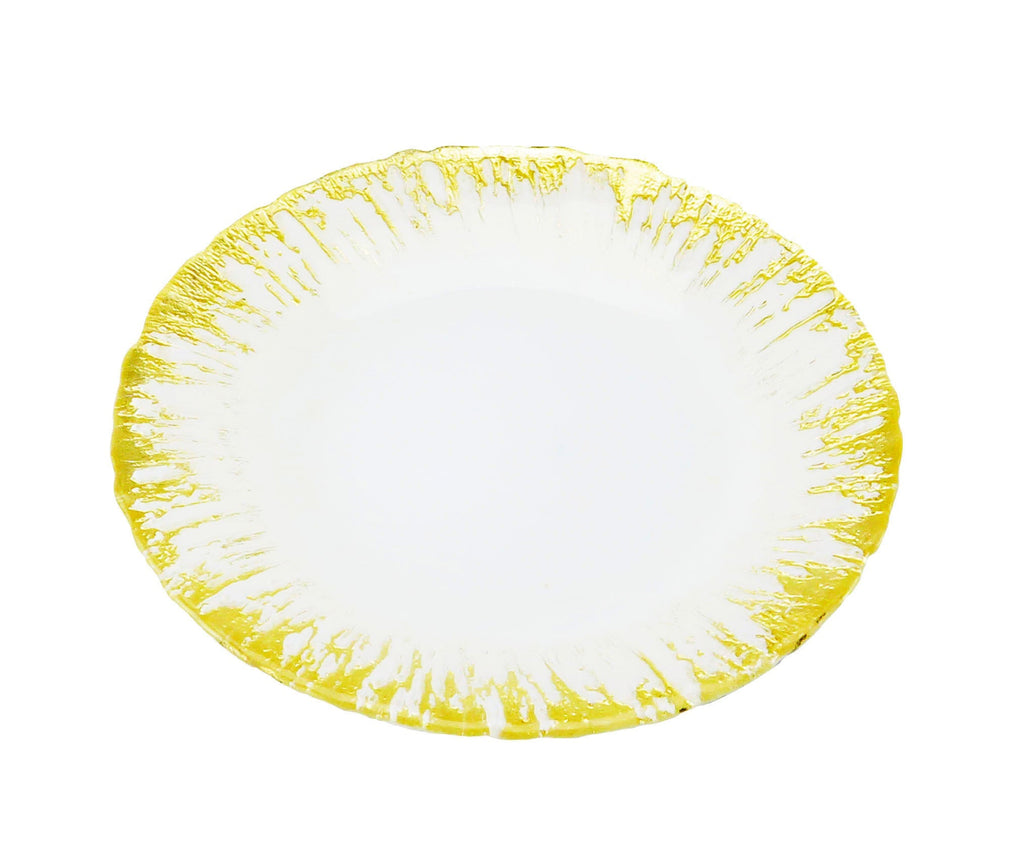 Elegant Milky Glass Dinner Plates with Radiant Gold Design – Set of 4