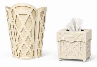 Cream Chippendale Wastepaper Basket & Tissue (3 Options) | Classic Bath Décor