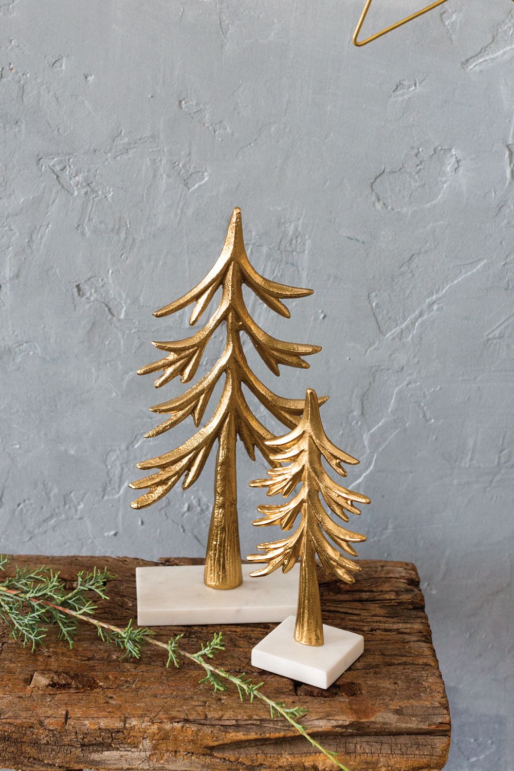 Elegance in Simplicity: Gold Metal Crisp Tree Figurine with Marble Base