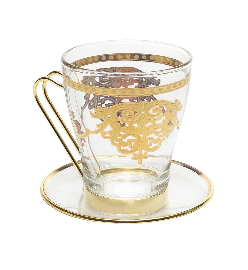 Luxury Tea Cups & Saucers with Rich Gold Design – Set of 6