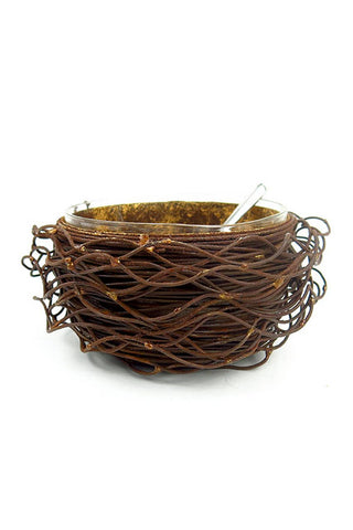 Gold Leafed Metal Birds Nest
