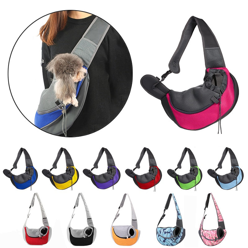 Breathable Pet Carrier Sling – Hands-Free Mesh Shoulder Pouch