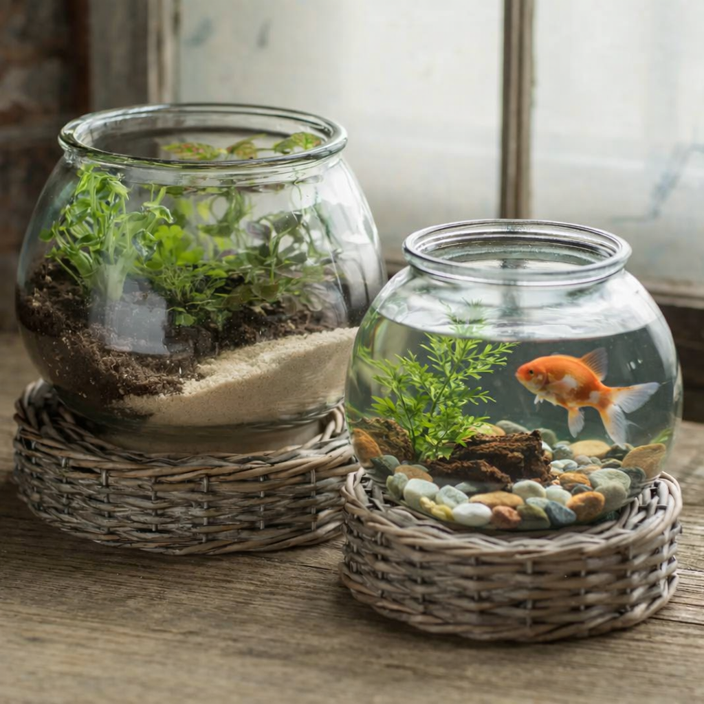 Glass Terrarium and Aquatic Display Jar Set of 2