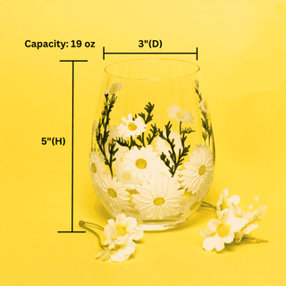 Daisy Painted Stemless Wine Glasses – Set of 2