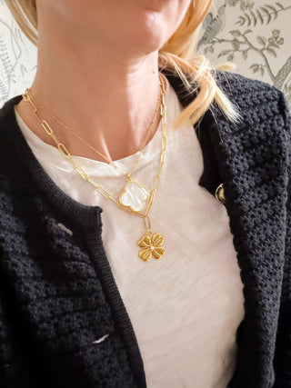 Dakota Clover Necklace - 18k Plated- Mother of Pearl-Kristin Kennedy Collection