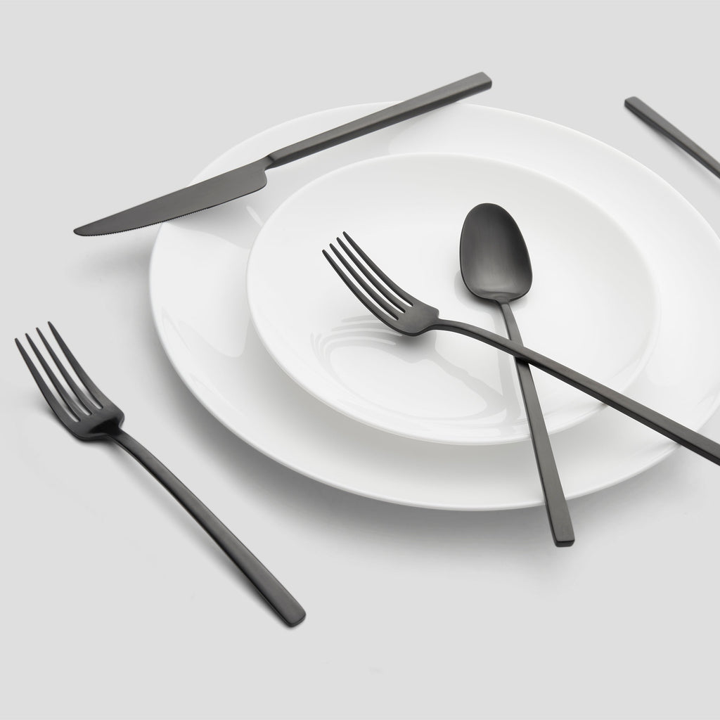 Cambridge Damaris Black Satin 20-Piece Flatware Set, 18/0 stainless steel (view 2)