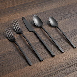 Cambridge Damaris Black Satin 20-Piece Flatware Set, 18/0 stainless steel (view 3)
