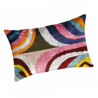 Dandy  Silk Velvet Ikat Throw Pillow Cover, 16 x 24