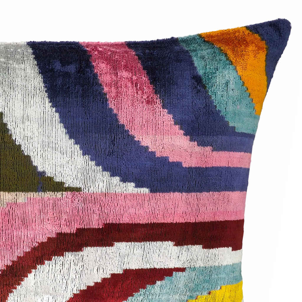 Dandy  Silk Velvet Ikat Throw Pillow Cover, 16 x 24