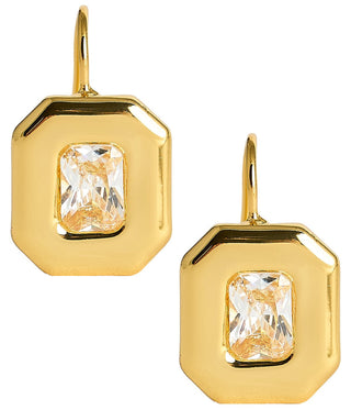 Darby 18K Gold Plated Hook Back Bezel Earrings