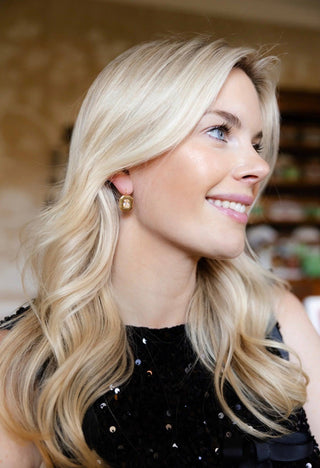 Darby 18K Gold Plated Hook Back Bezel Earrings