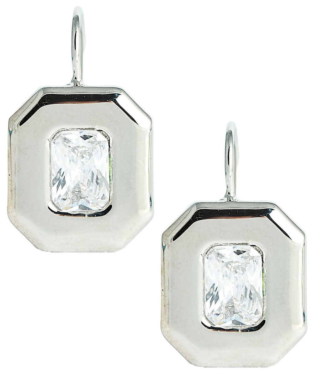 Darby 18K Gold Plated Hook Back Bezel Earrings