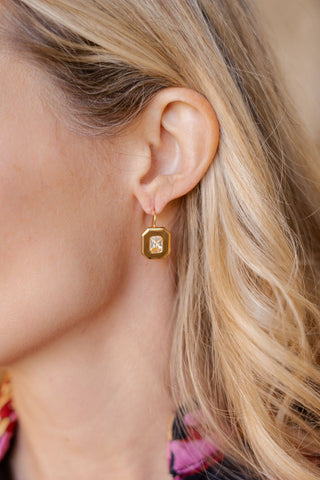 Darby 18K Gold Plated Hook Back Bezel Earrings