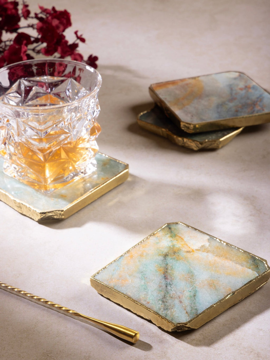 Dazzle Rose Quartz Coasters - Anara Lifestyle