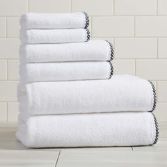 Elegant Cotton Border-Stitched Towel Set – Valery Collection (6-Piece)