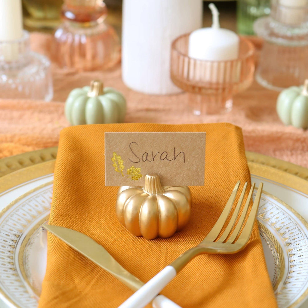 Harvest Gold Pumpkin Place Card Holders – Set of 6