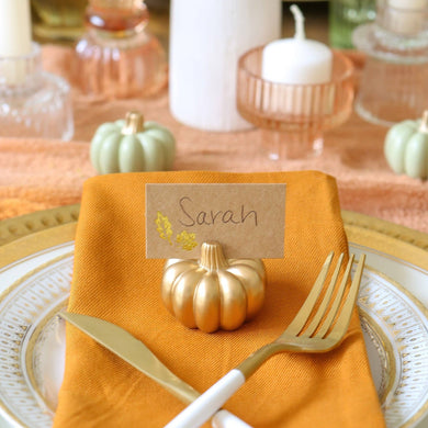 Harvest Gold Pumpkin Place Card Holders – Set of 6