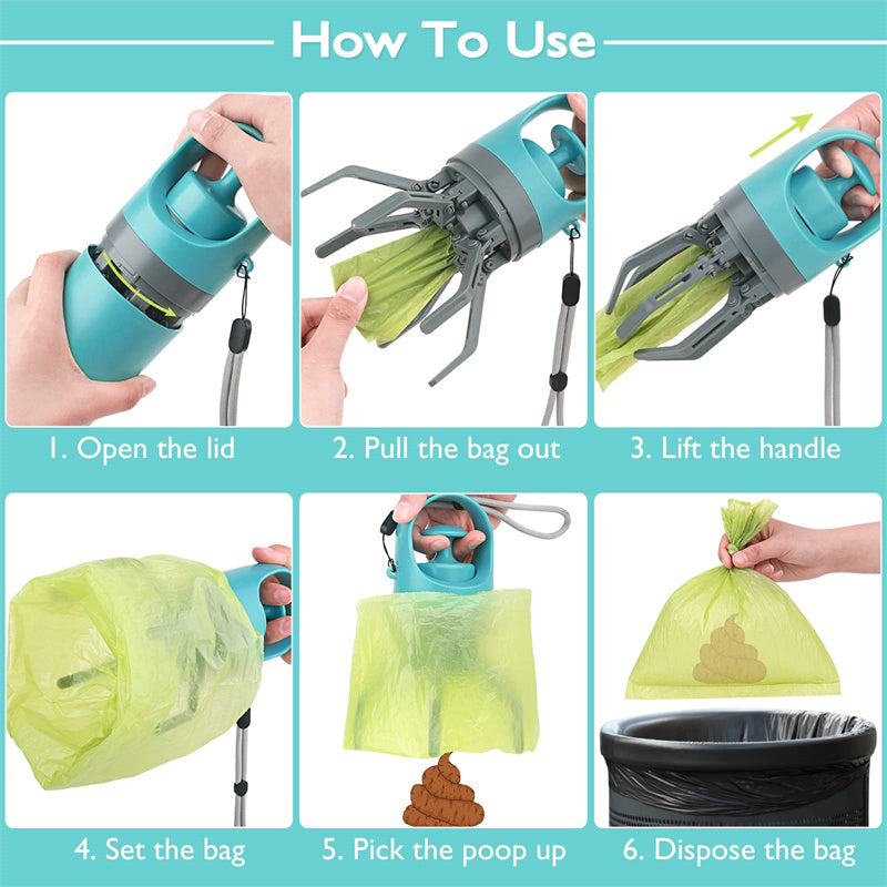 Compact Dog Waste Scooper with Built-In Bag Dispenser – Portable Pet Cleanup Tool