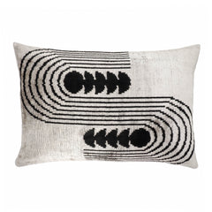 Art Deco Silk Velvet Ikat Throw Pillow Cover, 16 x 24