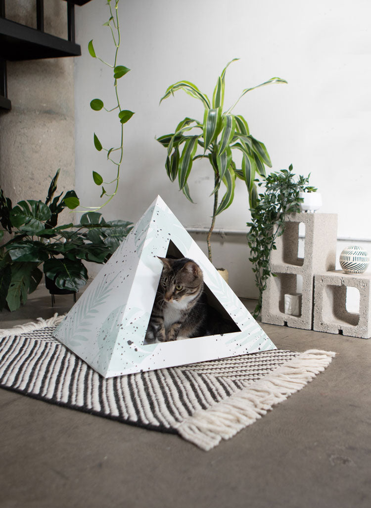 Oasis Cardboard Cat Pyramid | Eco-Friendly Modern Cat Hideaway
