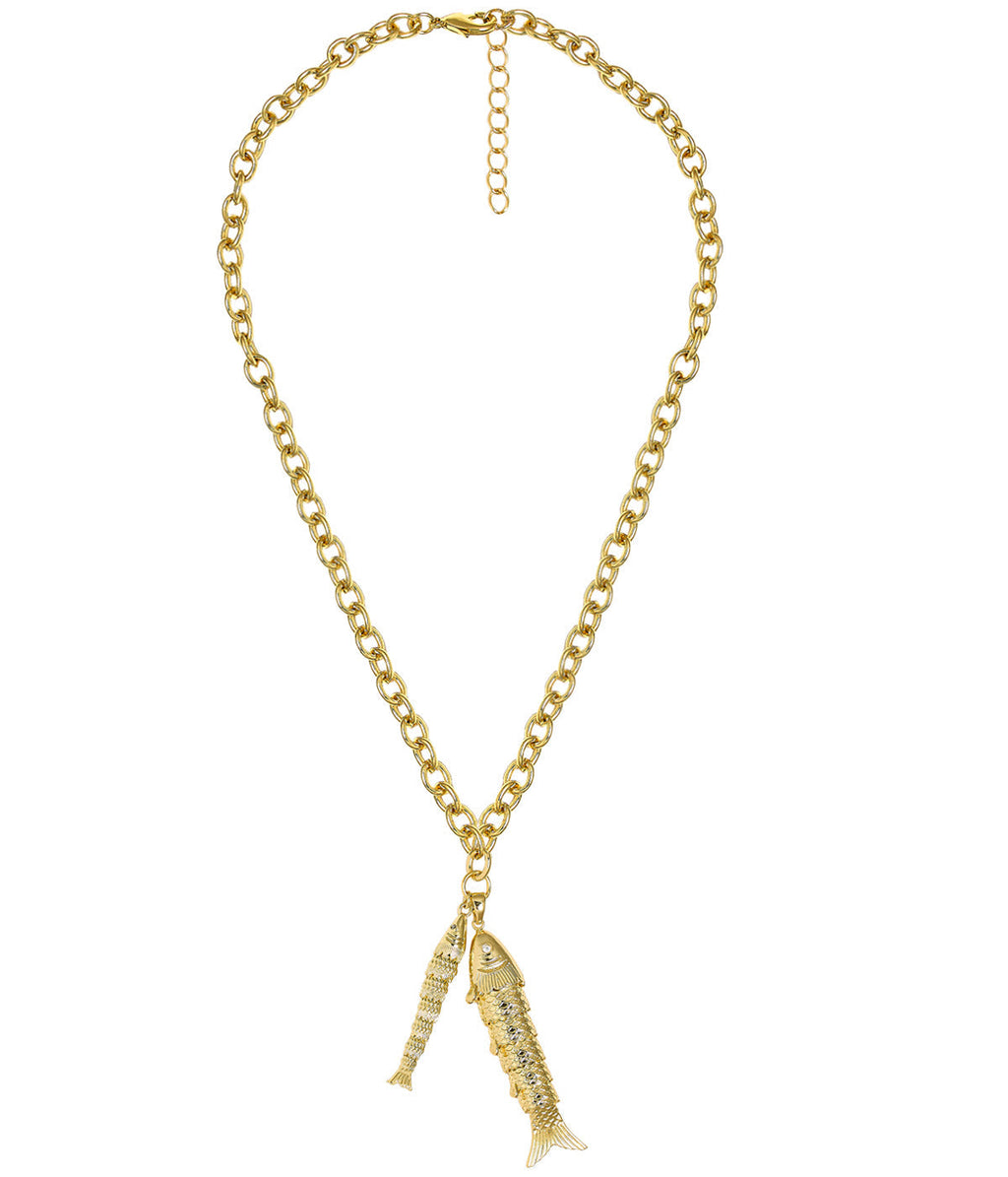 Lucky Double Fish Necklace- Momma and Baby Fish