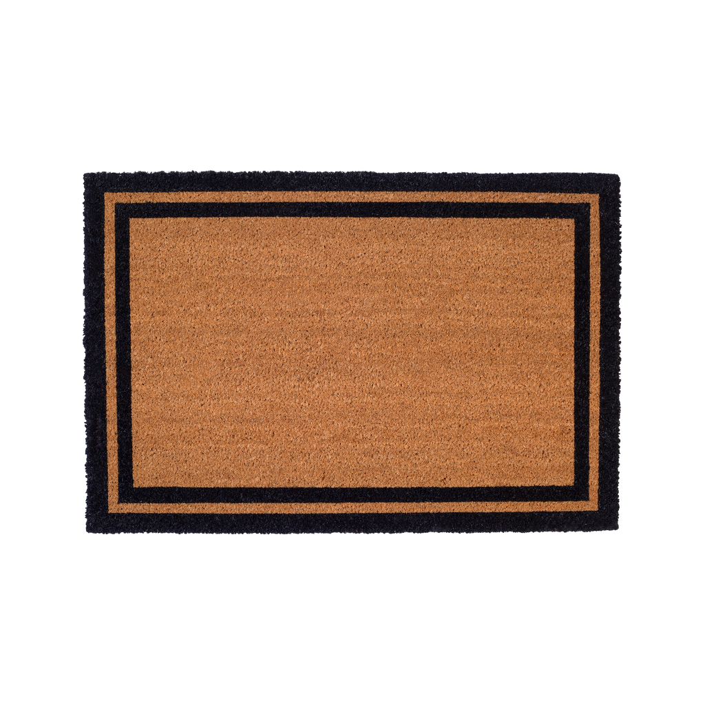 Double Black Border Natural Coir Doormat
