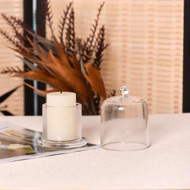 Clear Glass Candle Holder with Decorative Cover