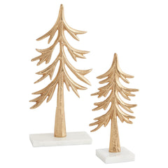 Elegance in Simplicity: Gold Metal Crisp Tree Figurine with Marble Base - Anara Lifestyle