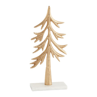 Elegance in Simplicity: Gold Metal Crisp Tree Figurine with Marble Base - Anara Lifestyle