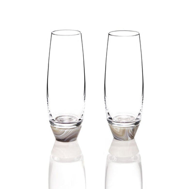 Elevo Gemstone Smoke Agate Champagne Glasses – Set of 2 - Anara Lifestyle