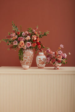 Classic Meets Contemporary: Elodie Vase in Coral Floral Chinoiserie