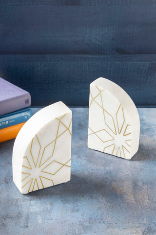 Enchant Marble with Gold Accents Bookends - Anara Lifestyle