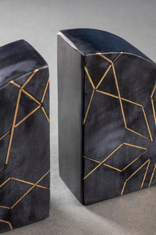 Enchant Marble with Gold Accents Bookends - Anara Lifestyle