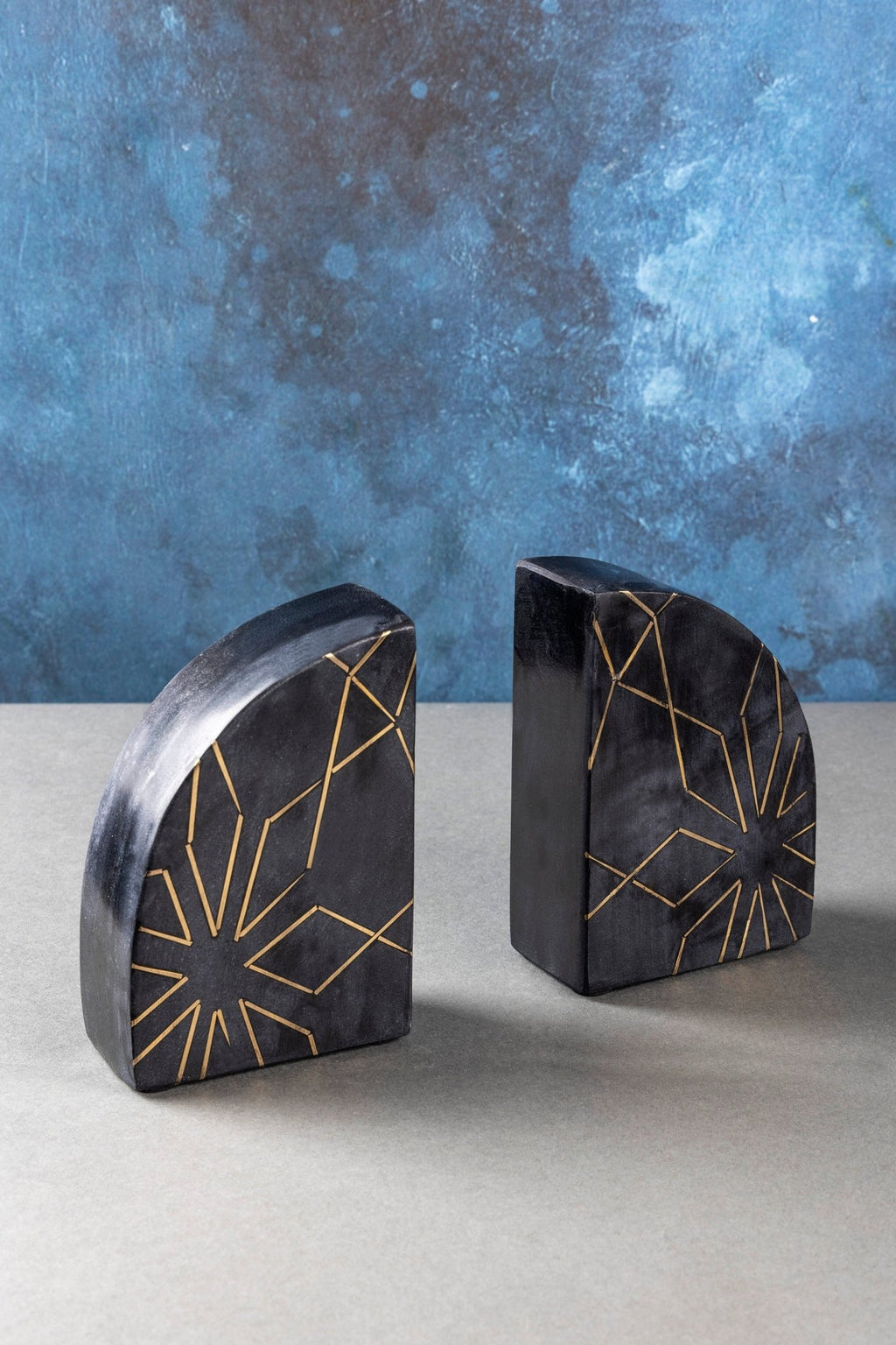 Enchant Marble with Gold Accents Bookends - Anara Lifestyle