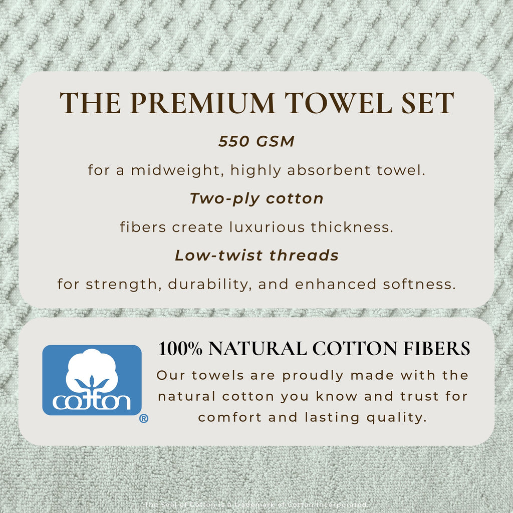 Grayson Cotton Diamond Waffle Weave Bath Towel Set