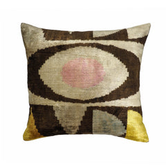 Eye of Ra 2 Silk Velvet Ikat Pillow Cover, 20 x 20