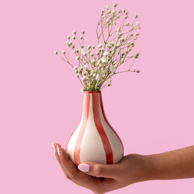 Ceramic Red Stripe Bud Vase Set of 2