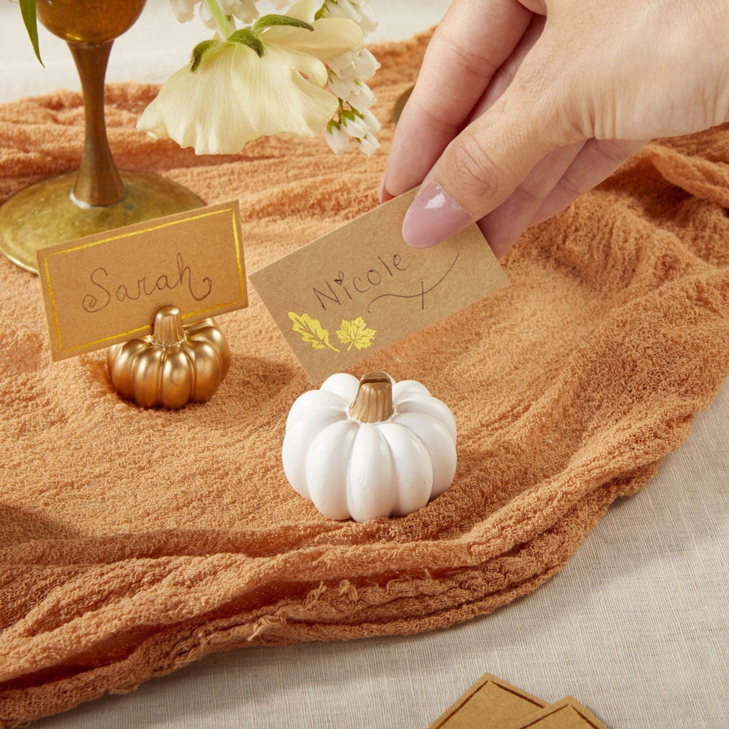 White And Gold Pumpkin Place Card Holders – Set of 6