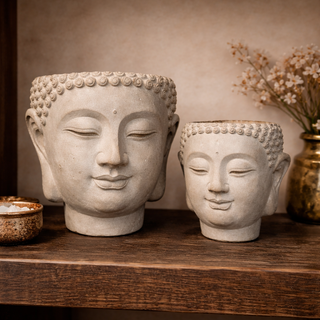 Wall-Mounted Cement Buddha Head Planter