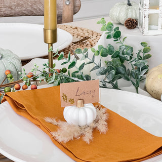 White And Gold Pumpkin Place Card Holders – Set of 6