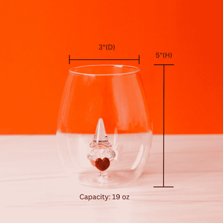 3D Heart Gnome Stemless Wine Glasses – Set of 2